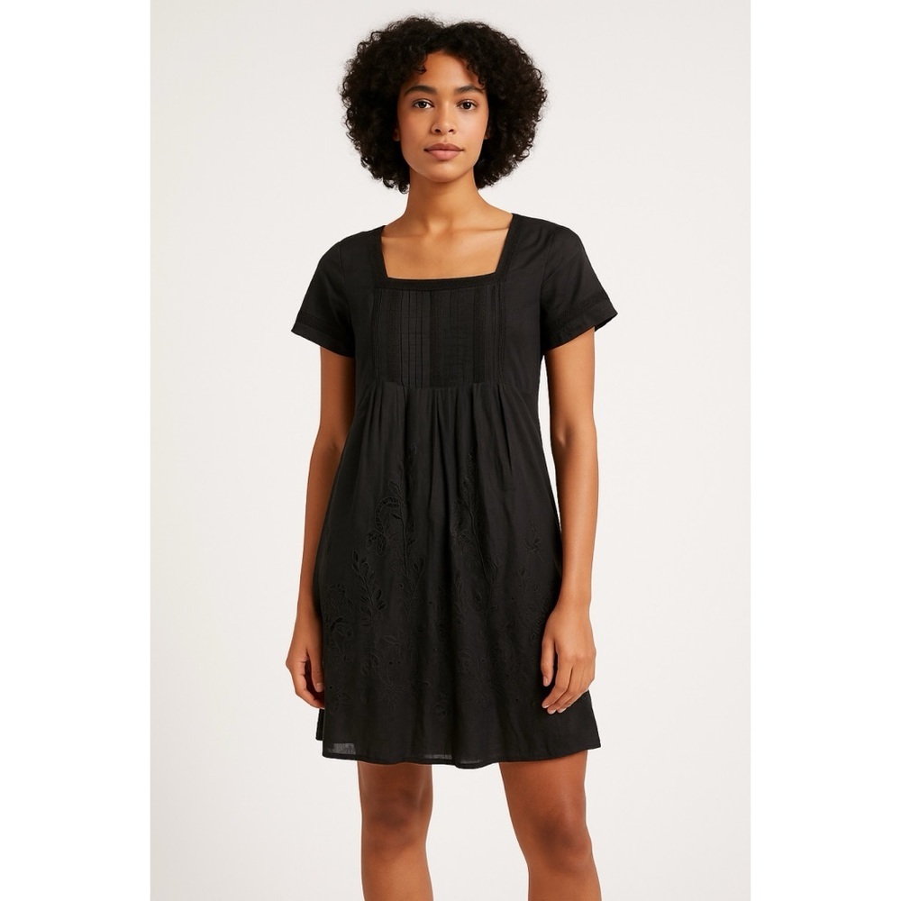Anthropologie x Lithe Square Neck Pintuck Eyelet Dress Sheer Whimsigoth Boho